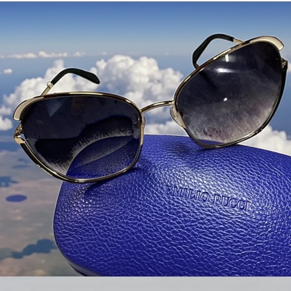 Emilio Pucci Gold and Black Sunglasses - Picture 2 of 2